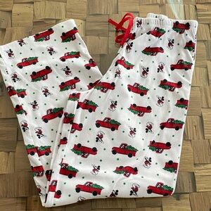 Mickey Mouse WOMEN’s top and pant Pajamas with Red and White Truck Print